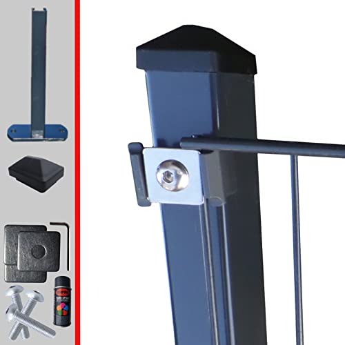 Doppelstabmattenzaun Komplettset 6/5/6mm in Anthrazit RAL7016 – Stabmattenzaun Gartenzaun - Pfosten mit Klemmhalter und Zubehör Zaunhöhe: 1630 mm Zaunlänge: 50 m von Fischer und Adamek