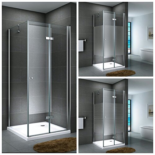 Duschkabine Eckdusche Duschabtrennung Falttür Pendel Dusche ESG Duschtasse Leine, Größe:100 x 100 x 190 cm, Dusche_Amazon:Gestreift | ohne Duschtasse & Ablauf von Fischer und Adamek