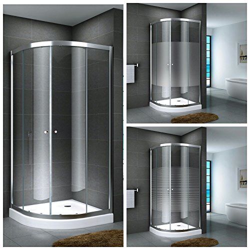 Duschkabine Viertelkreis Eckdusche Duschabtrennung Glas Runddusche Fulda 14 cm, Größe:80 x 80 x 190 cm, Dusche_Amazon:Teilsatiniert | mit Duschtasse & Ablauf von Fischer und Adamek