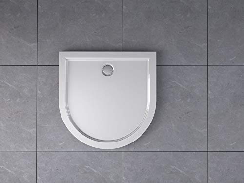 Duschtasse Duschwanne Halbkreis U-Form halbrund Acryl Brausewanne Rund Weiß 50mm, Größe:90 x 90 x 5 cm, Ablaufgarnitur:ohne Ablaufgarnitur von Fischer und Adamek