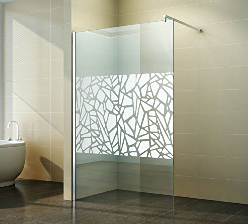 Duschwand Glas 10mm Sicherheitsglas - Begehbare Duschabtrennung Glaswand Easy Clean Nano Beschichtung - Walk - Duschwand Scherben 140 cm - ebenerdig - Duschtrennwand mit Edelstahl-Zubehör von Fischer und Adamek