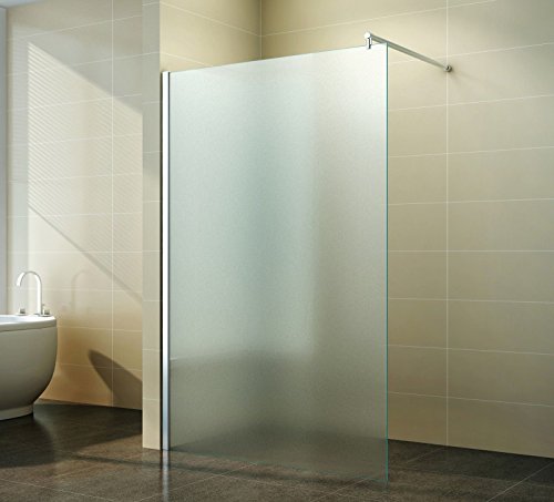 Duschwand Glas 10mm Sicherheitsglas - Begehbare Duschabtrennung Glaswand Easy Clean Nano Beschichtung - Walk - Duschwand Vollsatiniert 90 cm - ebenerdig - Duschtrennwand mit Edelstahl-Zubehör von Fischer und Adamek