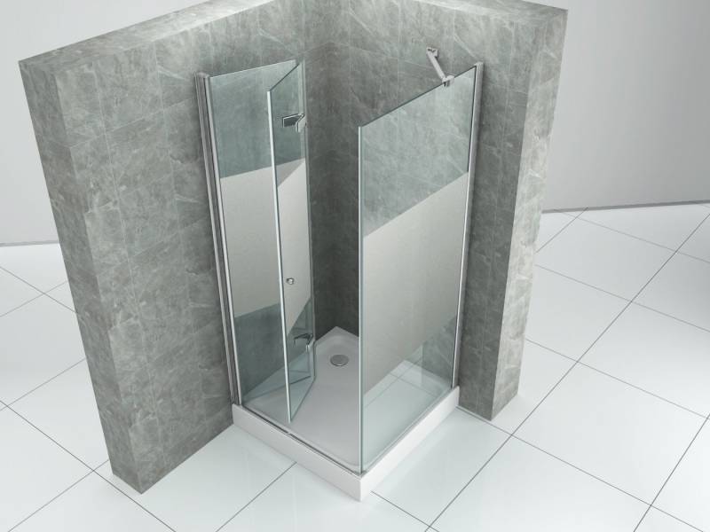 Fischer und Adamek Eckdusche Duschkabine EckFalttür Pendel Duschabtrennung Glas Duschtasse, BxT: 80x80 cm, Klarglas von Fischer und Adamek
