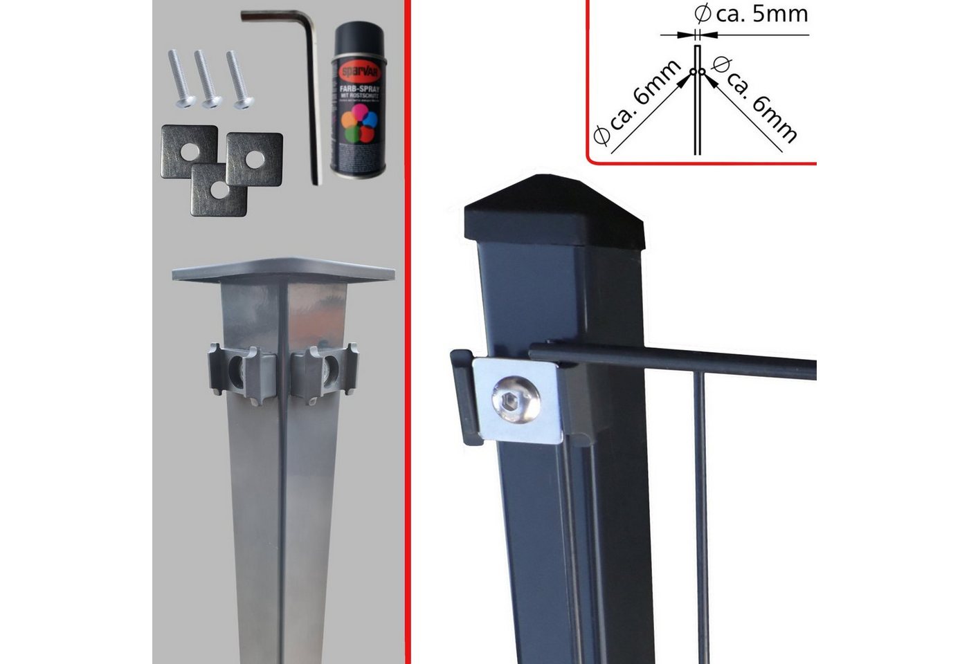 Fischer und Adamek Gartenzaun Doppelstabmattenzaun 6/5/6, (Anthrazit, inkl 1 Eckpfosten), Komplett Set von Fischer und Adamek