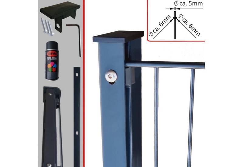 Fischer und Adamek Gartenzaun Doppelstabmattenzaun 6/5/6 Anthrazit, (Abdeckleiste, inkl Endpfosten), mit 2 Eckpfosten von Fischer und Adamek