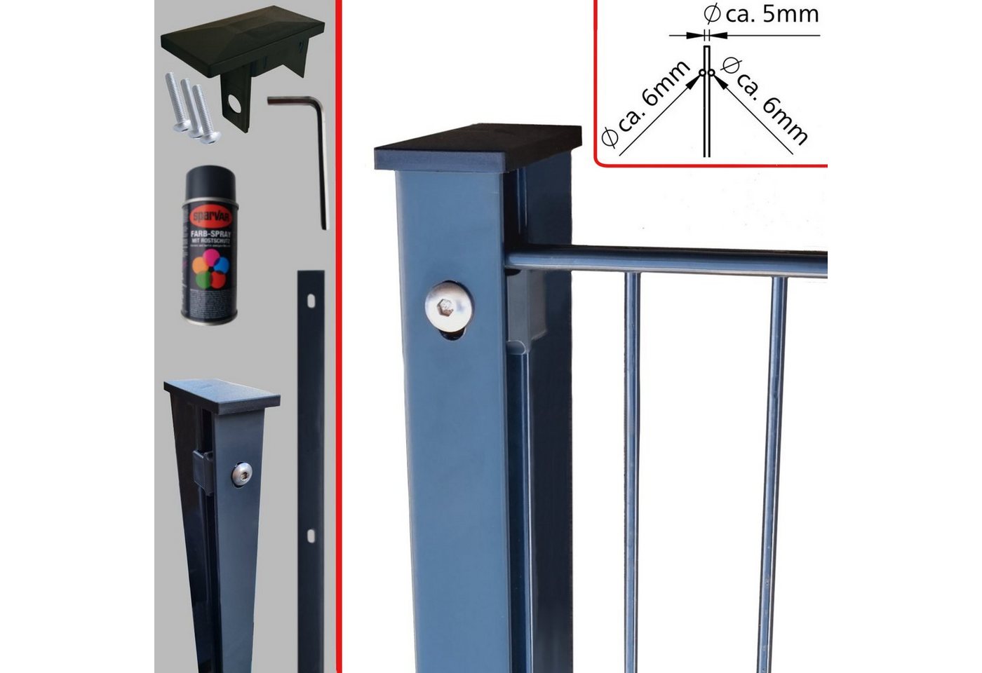 Fischer und Adamek Gartenzaun Doppelstabmattenzaun 6/5/6 Anthrazit, (Set, Komplettset 10 - 100 Meter, Höhe 830 - 1830 mm, komplett Set), inkl Endpfosten von Fischer und Adamek