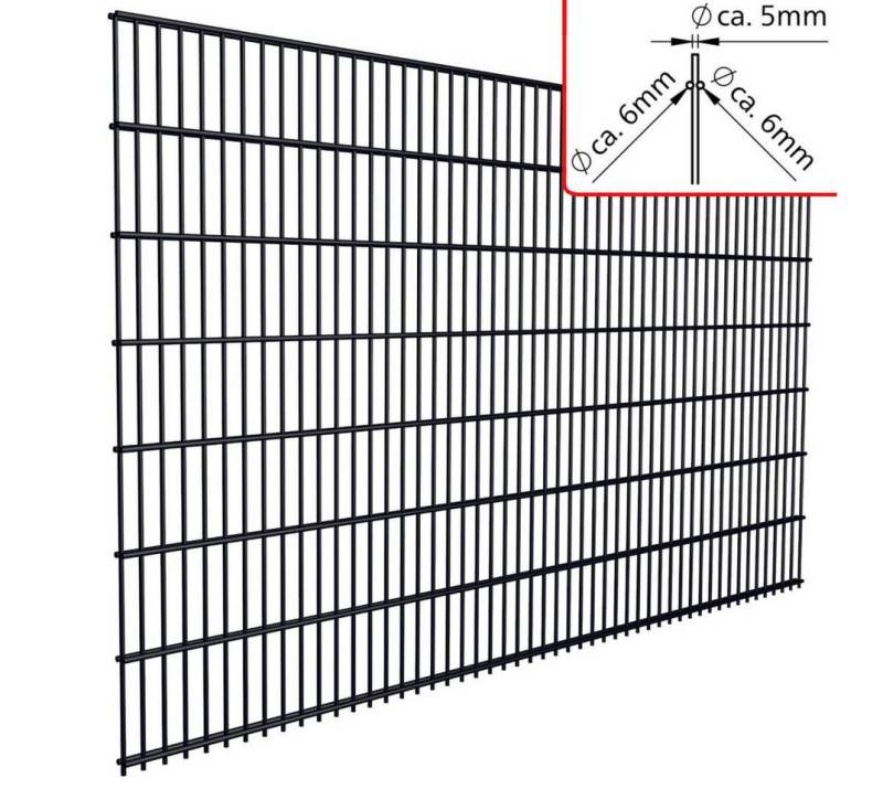 Fischer und Adamek Gartenzaun Doppelstabmattenzaun Element, (Höhe: 630 mm, Farbe: Moosgrün), Einzelmatte von Fischer und Adamek