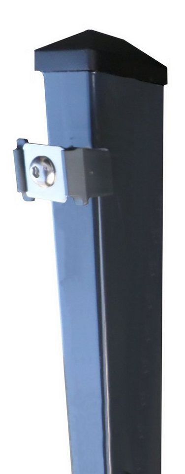 Fischer und Adamek Zaunpfosten Doppelstabmattenzaun Pfosten Anthrazitgrau Klemmplättchen, (für Zaunhöhe 630 mm, Pfostenlänge: 1230 mm), zum Einbetonieren von Fischer und Adamek