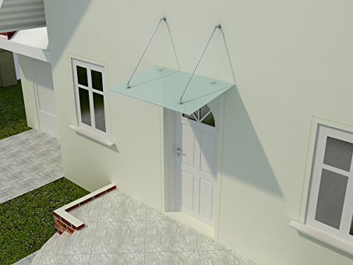 Glasvordach Edelstahl Vordach für Haustür Türvordach Überdachung VSG 13 mm Glas, Größe:150 x 120 cm, Glasart:Milchglas von Fischer und Adamek