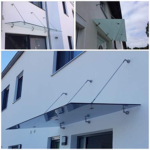 Glasvordach Edelstahl Vordach für Haustür Türvordach Überdachung VSG 13 mm Glas, Größe:200 x 90 cm, Glasart:Grauglas Glasvordach Edelstahl Vordach für Haustür Türvordach Überdachung VSG 13 mm Glas, Größe:200 x 90 cm, Glasart:Grauglas von Fischer und Adamek