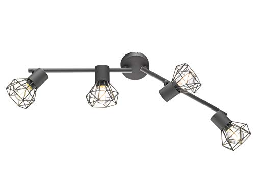Fischer & Honsel Deckenbogen | Ran | 4x E14 max. 40 Watt | Grau | Verstellbare Arme | 60 x 8 x 18 cm | 22266 von Fischer & Honsel