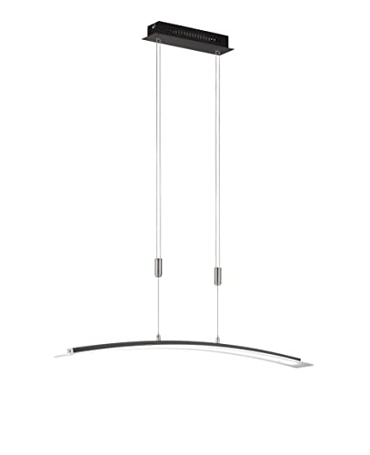 Fischer & Honsel LED Pendelleuchte Metis 1-flammig, Deckenlampe stufenlos dimmbar, Tunable White in 3 Stufen, Höhenverstellbar, Metall & Acrylglas, Sandschwarz & Nickelfarben, 90x9cm, 60554 von Fischer & Honsel