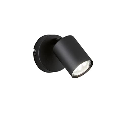 Fischer & Honsel LED Wandleuchte Vano mit Schalter Schlichter Wandspot für Wohnzimmer Flur Schlafzimmer GU10-Fassung Metall Sandschwarz 8 x 11cm 30368 von Fischer & Honsel