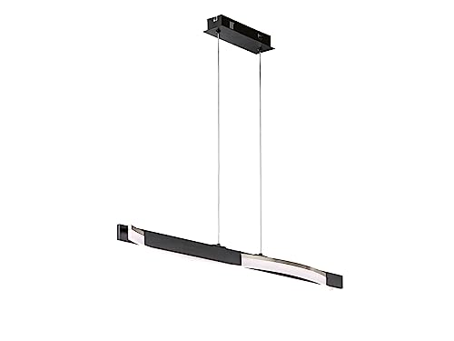 Fischer & Honsel Pendelleuchte, Bridge | sandschwarz/nickelfarben matt| L: 95 cm, B: 7 cm,| A: 160 cm |Höhenverstellbar|über Wandschalter in 3 Stufen dimmbar| 1x LED 18 Watt | 2700 lm| EEG: E von Fischer & Honsel