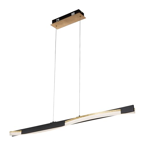 Fischer & Honsel Pendelleuchte, Bridge|schwarz/gold| L: 100 cm, B: 9 cm, A: 160 cm|Höheneinstellenbar|stufenlos dimmbar| Farbtemperatureinstellung| 1x LED 21 Watt 2700/6500 K| 2500 lm| EEG: F | 61038 von Fischer & Honsel