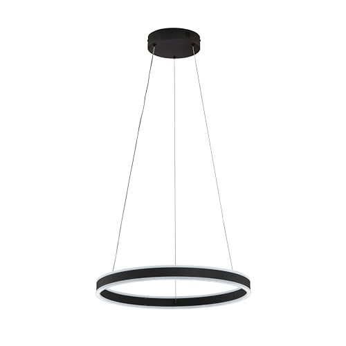 Fischer & Honsel Pendelleuchte, Sirko | sandschwarz | D: 50 cm | H: 160 cm | Höheneinstellbar | mit Fernbedienung stufenlos dimmbar | Farbtemperatureinstellung stufenlos | 61047 | EEG: F von Fischer & Honsel