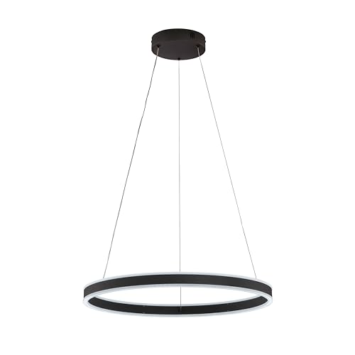 Fischer & Honsel Pendelleuchte, Sirko | sandschwarz | D: 60 cm | H: 160 cm| Höheneinstellenbar | mit Fernbedienung stufenlos dimmbar | Farbtemperatureinstellung stufenlos | 61048 | EEG: F von Fischer & Honsel