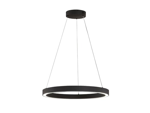 Fischer & Honsel Pendelleuchte, Sirko | sandschwarz | D: 60 cm | H: 160 cm | Höheneinstellenbar | mit Fernbedienung stufenlos dimmbar | Farbtemperatureinstellung stufenlos | 61049 | EEG: F von Fischer & Honsel