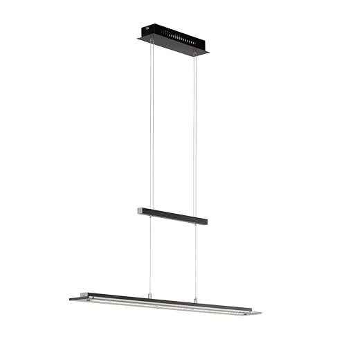 Fischer & Honsel Pendelleuchte, Tenso TW | sandschwarz/chrome-/ rauchfarben | L: 115 cm, B: 9 cm | Höhe 80-150 cm | stufenlos dimmbar | Farbtemperatureinstellung 3 Stufen | 60992 | EEG: F von Fischer & Honsel