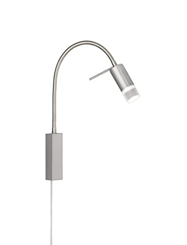 Fischer & Honsel | Wandspot flex, Bettleuchte, River | nickelfarben| matt| B: 4,00 cm, H: 40,00 cm, Ausladung Wand: 40,00 cm| mit Schnurschalter | 1x LED 4,5W 2700 K inkl.| 530 lm| EEG: F | 30409 von Fischer & Honsel