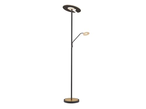 Fischer & Honsel Stehleuchte, Dent|sandschwarz/goldfarben|H: 180 cm, D: 35 cm, A: 50 cm|stufenlos dimmbar|Farbtemperatureinstellung|2x LED 2700/3350/4000 K| 1x 37 Watt|1x 8 Watt, 5400 lm|EEG: F|40466 von Fischer & Honsel