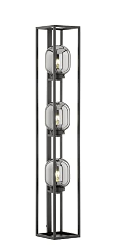 Fischer & Honsel | Stehleuchte, Regi | schwarz matt| Glas| rauchfarben| L: 20,00 cm, B: 20,00 cm, H: 130,00 cm| | 3x E27 max. 40,0 Watt| 40403 von Fischer & Honsel