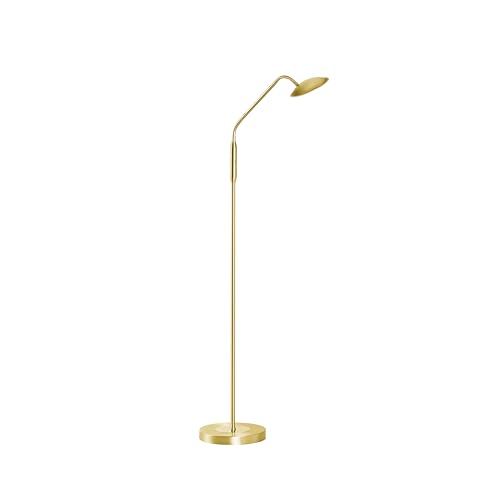 Fischer & Honsel Stehleuchte, Tallri | messingfarben matt| H: 135 cm, D: 23 cm| mit Taster stufenlos dimmbar| Farbtemperatur in 3 Stufen einstellbar| 1x LED 7,5W 2700/3350 / 4000 K inkl.| 880 lm von Fischer & Honsel