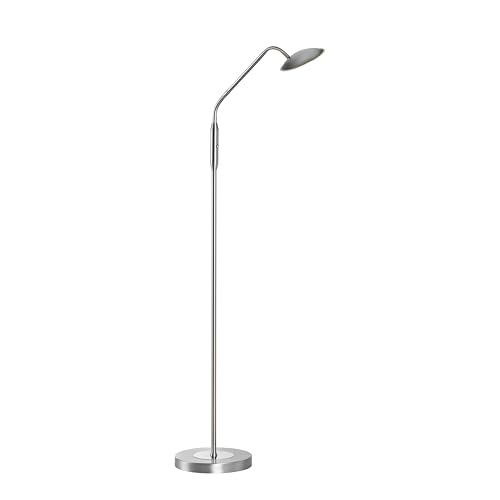 Fischer & Honsel Stehleuchte, Tallri|nickelfarben matt|H: 135 cm, D: 23 cm, A: 40 cm|stufenlos dimmbar|Farbtemperatureinstellung 3 Stufen|1x LED 7,5 Watt 2700/3350/ 4000 K|880 lm| EEG: F|40486 von Fischer & Honsel