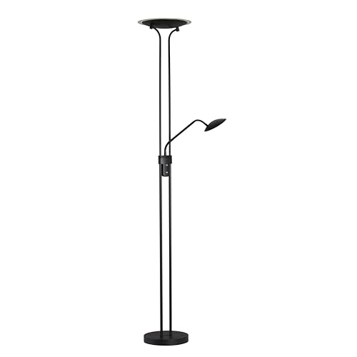 Fischer & Honsel Stehleuchte, Tallri | sandschwarz| H: 180 cm, D: 35 cm, A: 50 cm| mit Taster getrennt stufenlos dimmbar|Farbtemperatureinstellung in 3 Stufen| 1x LED 7,5 Watt, 5200 lm | EEG: F|40489 von Fischer & Honsel