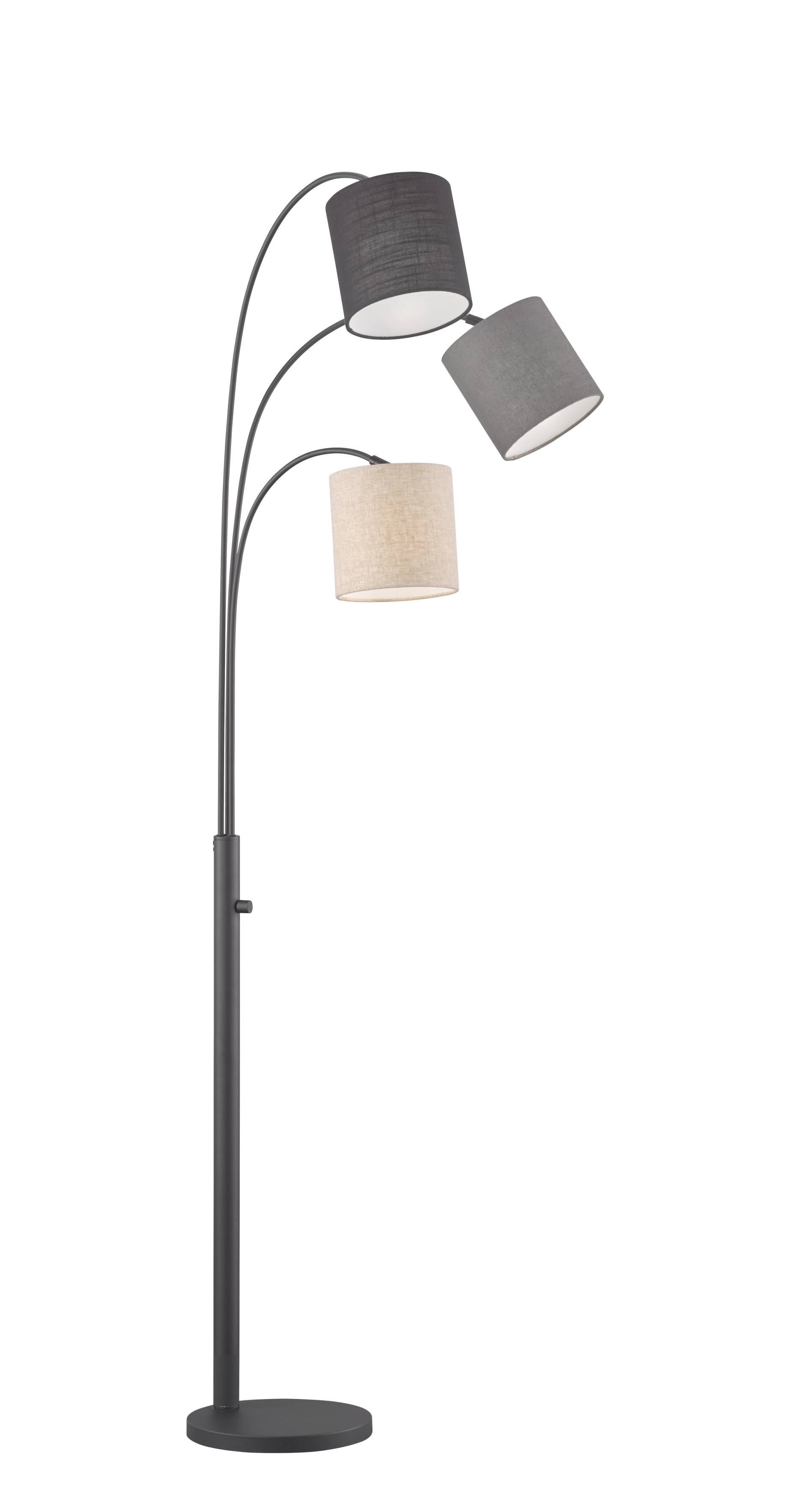 Fischer & Honsel Stehleuchte SHADE 3-flammig in Farbe Metall sandschwarz/Stoff sandfarbig Leinen innen PVC weiß Fischer & Honsel Stehleuchte SHADE 3-flammig in Farbe Metall sandschwarz/Stoff sandfarbig Leinen innen PVC weiß von Fischer & Honsel
