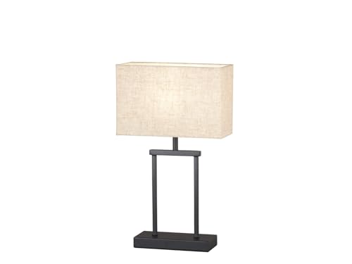 Fischer & Honsel Tischleuchte, Ann | sandschwarz| Stoffschirm sandfarben Leinen| L: 24,00 cm, B: 12,00 cm, H: 40,50 cm | mit Schnurschalter| 1x E27 max. 40 Watt ohne Leuchtmittel | 50654 von Fischer & Honsel