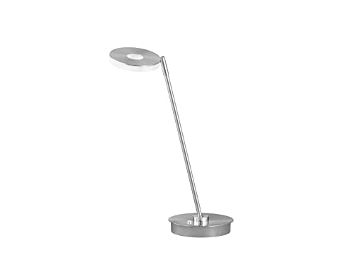 Fischer & Honsel Tischleuchte Dent, Schreibtischlampe dimmbar in 3 Stufen oder stufenlos über Taster, Chromfarben, Höhe: 46cm 50580 Nickelfarben von Fischer & Honsel