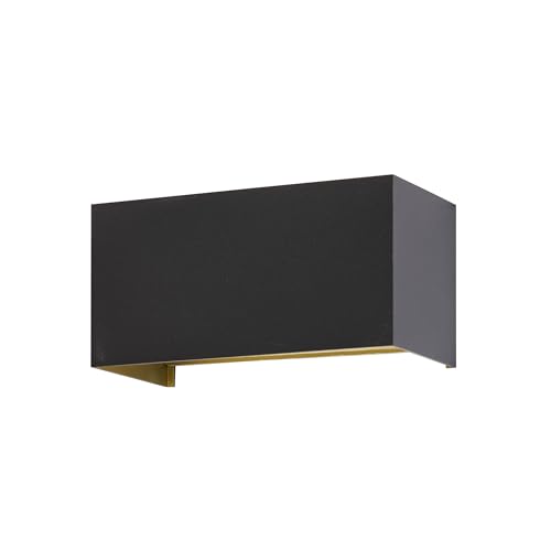 Fischer & Honsel Wandleuchte, Außenleuchte, Wallo | sandschwarz/goldfarben| Lichtaustritt 10°-120° einstellbar| B: 20 cm, H: 10 cm, A: 10 cm| 4x LED 3 Watt 3000 K | 1300 lm | 30519 | EEG: F von Fischer & Honsel