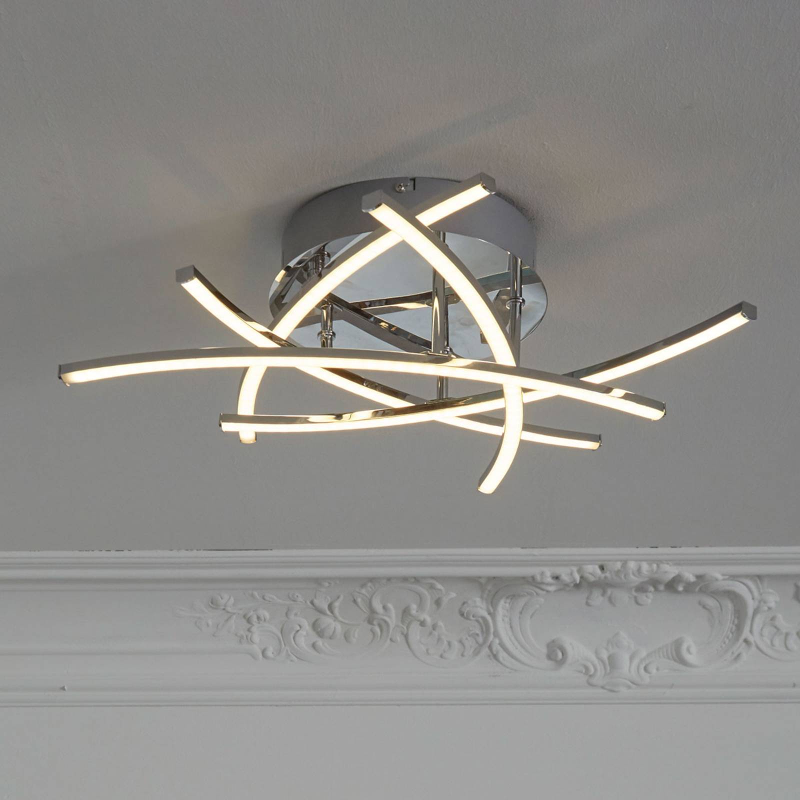 LED-Deckenlampe Cross tunable white, 5fl., chrom von FISCHER & HONSEL