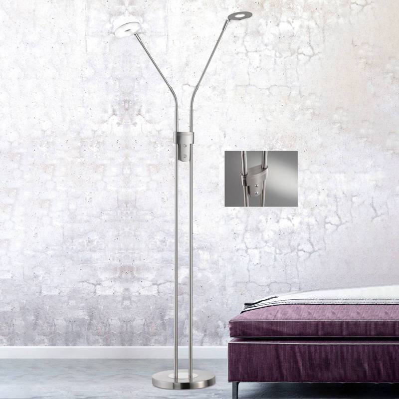 LED-Stehleuchte Dent, CCT, zweiflammig, nickel von FISCHER & HONSEL