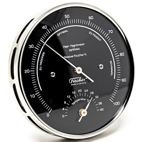 Fischer 122.01.06HT - Wohnklima-Hygrometer, Raum-Thermometer - 103mm Edelstahl-Luftfeuchtigkeitsmesser - Made in Germany von Fischer