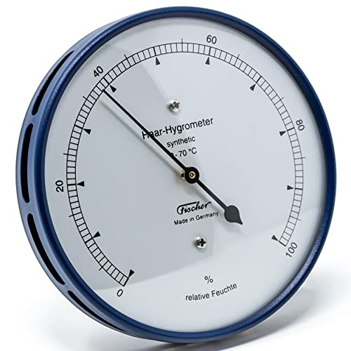 Fischer 122.48 - synthetisches Haar-Hygrometer - 103mm Luftfeuchtigkeitsmesser aus Edelstahl Made in Germany - blau von Fischer