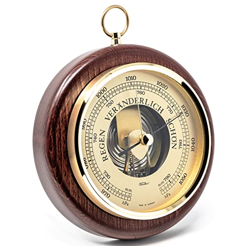 Fischer 1436R-22 - Barometer - 170mm Druckmessgerät mit mahagonifarbenem Echtholz-Gehäuse gebeizt - Made in Germany von Fischer