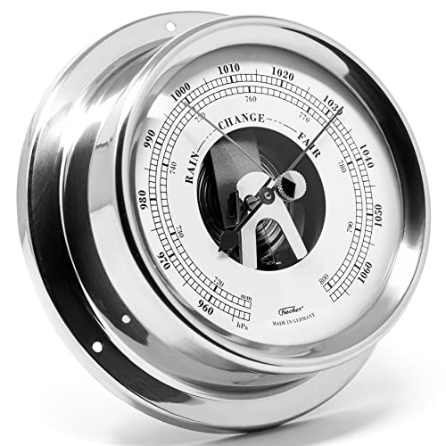 Fischer 1508B-47 – maritimes Innen-Barometer – 125 mm Druckmesser mit verchromten Messing-Gehäuse – Made in Germany von Fischer