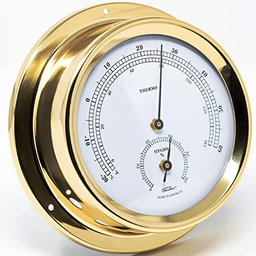 Fischer 1508TH-45 – maritimes Thermohygrometer - 125mm Hygrometer und Thermometer mit Messing-Gehäuse - Made in Germany von Fischer