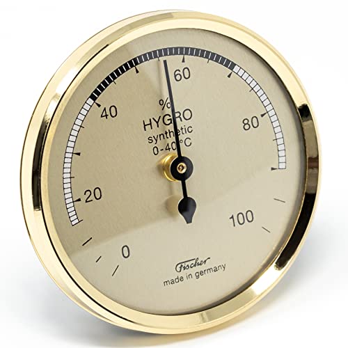 Fischer 150MS - Synthetic-Hygrometer - 68mm Luftfeuchtigkeitsmesser mit messing-farbenem Kunststoffgehäuse Made in Germany von Fischer