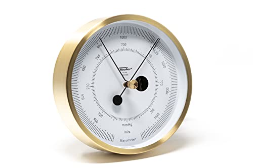 Fischer 1608B-45/geb - POLAR Barometer - 133mm Druckmessgerät mit Messing-Gehäuse - Luftdruckmesser - Made in Germany von Fischer