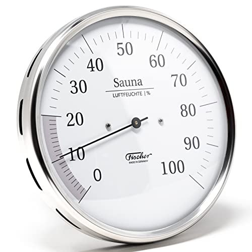 Fischer 192.01 - Sauna-Hygrometer synthetisch - 160mm Sauna-Luftfeuchtigkeitsmesser aus Edelstahl - Made in Germany von Fischer