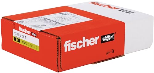 fischer Langschaftdübel SXR 10 x 120 T, hochwertiger Spreizdübel mit passender Senkkopfschraube, Nylondübel für optimalen Halt bei Befestigungen in Beton, Ziegel und Mauerwerk, 50 Stück von fischer