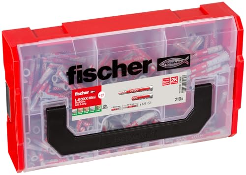 fischer L-Boxx Mini DuoPower, 210-teiliges Dübelset, 6-8 mm Durchmesser, 30-65 mm Länge, für Profis und Heimwerker, Universaldübel DuoPower kurz und lang von fischer
