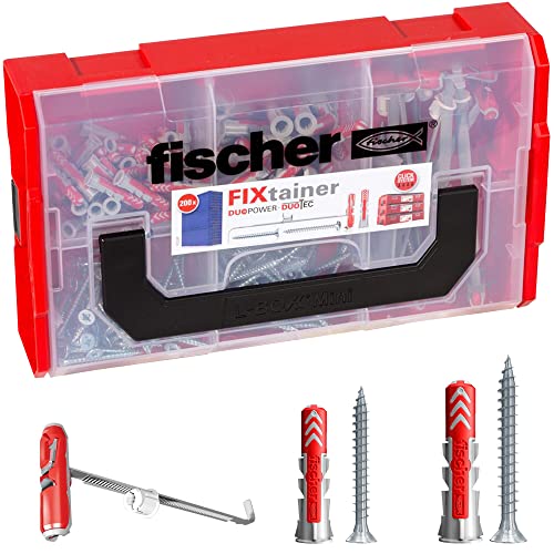 fischer 541106 FIXtainer - Die Power- und Schlauer-Box, Dübelset DUOPOWER und DUOTEC, Universaldübel und Kippdübel, 200 Teile von fischer