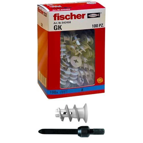 Fischer 542458 Dübel für Gipskarton GX, grau, Set von 100 Stück von fischer