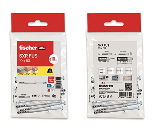 fischer - SXR 8X60 Nylon Lange Dübel und Schrauben, fischer Wand Betondübel, Tasche 16 Stück von fischer