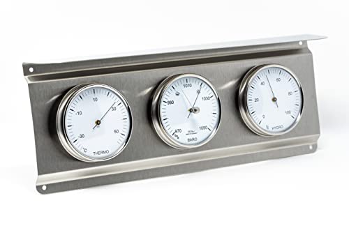 Fischer 827-01- Außenwetterwarte - Edelstahl-Wetterstation mit Thermometer, Barometer und Hygrometer Made in Germany von Fischer