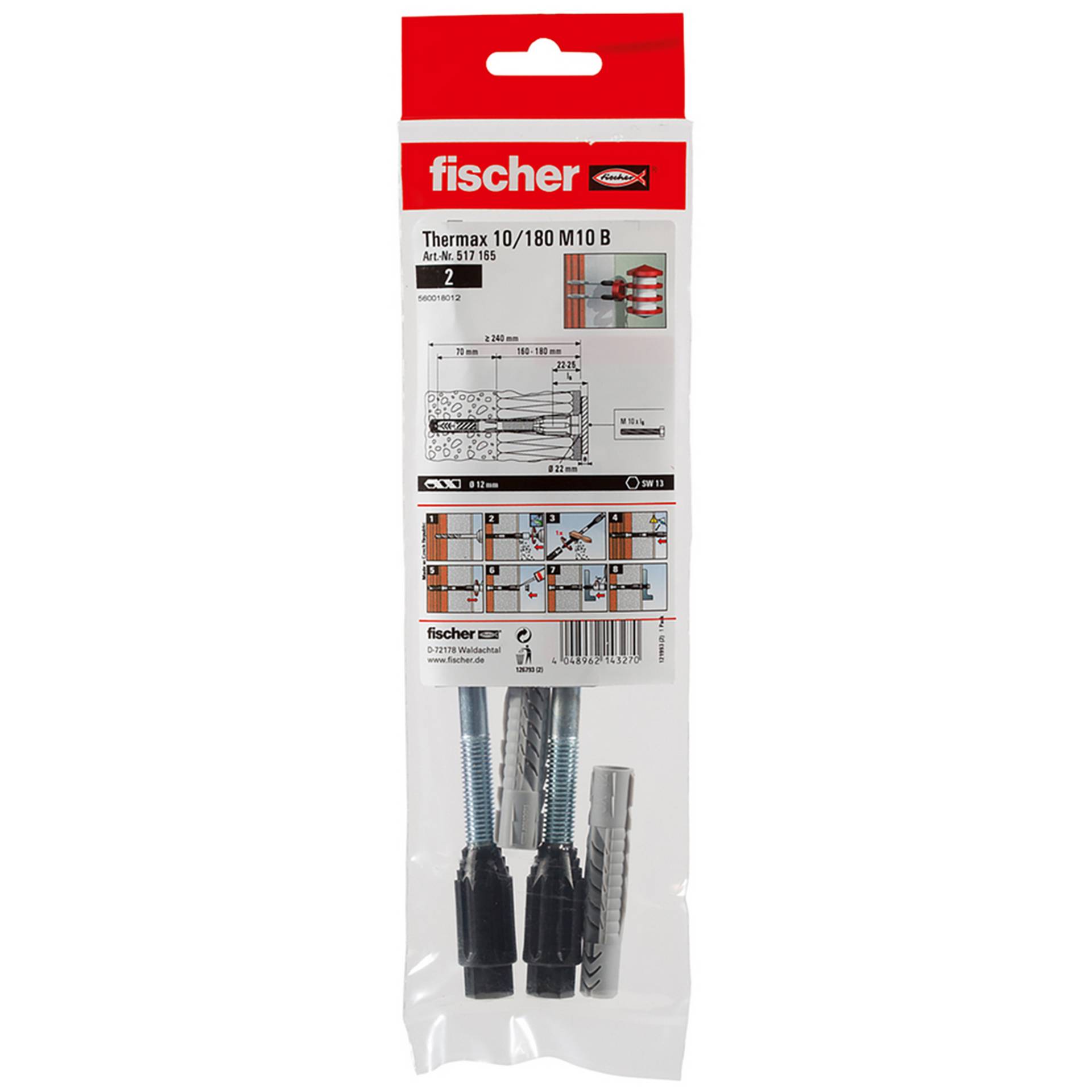 Fischer Abstandsmontagesystem 'Thermax 10' für Dämmstoffe 160 bis 180 mm, M10 2 Stück Fischer Abstandsmontagesystem 'Thermax 10' für Dämmstoffe 160 bis 180 mm, M10 2 Stück von Fischer